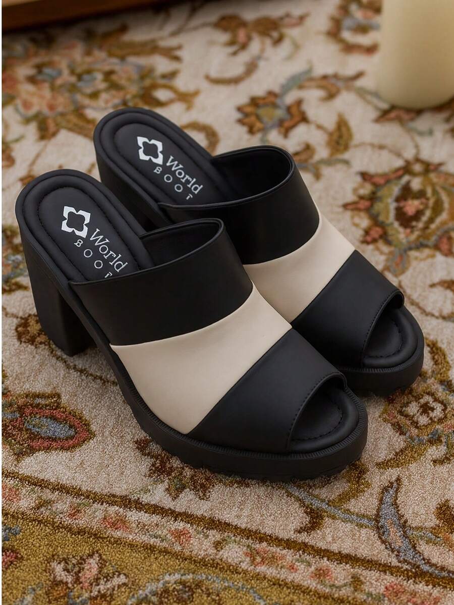 Women Heeled Sandals - Đen và trắng - Xem 1