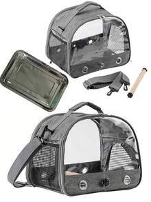 Süßer transparenter Haustiertragetasche - tragbare atmungsaktive Vogelreise-Tasche, mit Standstange, mit Schublade, faltbare kleine Tierbox für Papageien, Hamster, Kaninchen, Veterinärbesuch & Outdoor-Accessoires für Vogelmütter - Verschiedenfarbig - Übersicht 16