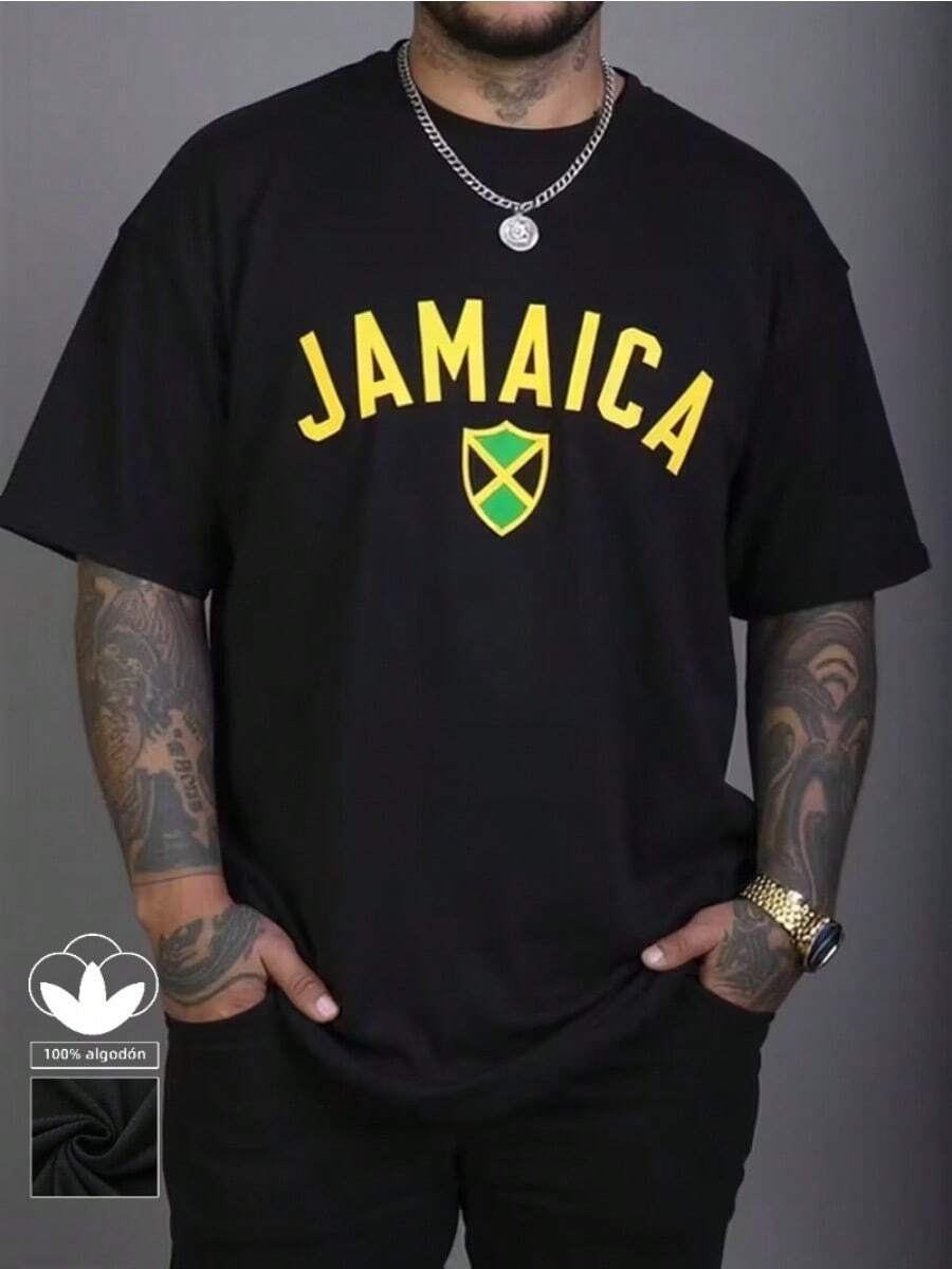 Camiseta casual para hombre, 100 % algodón, con un moderno estampado gráfico, perfecta para ir al gimnasio y un regalo ideal para cualquier entusiasta del fitness. Ligera y transpirable, de manga corta para el verano. - Negro - Ver 1