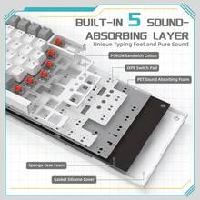 AJAZZ Teclado mecánico con cable AJA ZZ AK820 al 75%: admite intercambio en caliente, cuenta con una perilla de metal, estructura de junta para una experiencia de escritura cómoda, adecuado para trabajo de oficina y juegos, compatible con Windows/ - Multicolor - Ver 5