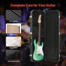 Electric Guitar Hard Case, 43.11 In Rectangular Guitar Hard Case, With Lock Latch Keys Handle, PVC Padding Soft Lining Water-Resistant Hard Shell Guitar Cases, For 39 In Electric Guitars, Black - Black - View 4