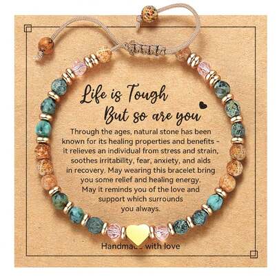 Inspirational Women's Birthday Gift - Healing Natural Stone Bracelet, Missing You, Wishing You A Speedy Recovery, Gift For Friends And Sisters