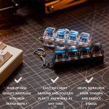 2 piezas Juguete Fidget de teclado, Llavero de teclado LED, Clicker de yema de dedo, Llavero antiestrés, Colgante divertido para niños y niñas, Teclado antiestrés de 4 en 1 blanco y ruidoso para la ansiedad y la descompresión - Negro azabache - Ver 3