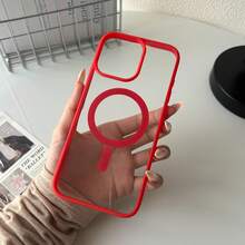 Magnetic Shockproof Transparent Bright Red Bumper Soft Magnetic Charging Protective Case Compatible With MagSafe Shock-Resistant Ultra-Thin Compatible With Iphone Birthday Gift - Red - View 3