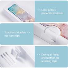 Toothbrush Travel Case - Pattern, Holder And Covers For Toothbrushes, Includes Tongue Scraper Case - 彩色大理石 - 查看 3
