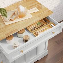 Kitchen Island Cart With Storage, Carved Doors Modern Rolling Islands With Drop Leaf, Sideboard Buffet Cabinet On Wheels, Prep Table For Kitchen, Dining Room - White - View 7