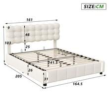 MISNODE Upholstered Bed 140 X 190 / 140 X 200 / 160 X 200cm, Hydraulic Bed With Slatted Frame, Children's Bed, Double Bed, Youth Bed With Storage Space, Beige, Velvet, Suitable For Adults And Teenagers - 米色 - 查看 5
