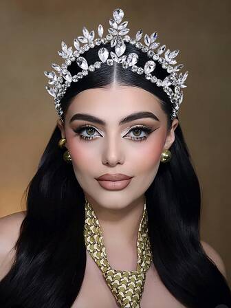 1 件奢华水晶头带，时尚发饰，适合圣诞节、派对、婚礼、新娘