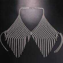 Tassel Rhinestone Chest Chain Bra Body Jewelry For Women Silver Bikini Bra Body Chains Underwear (Silver1)2025 - 1 - 查看 2