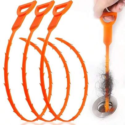 3 PCS Drain Clog Remover, Effective Drain Snake Hair Drain Clog Remover, Ideal Drain Cleaner For Sinks, Showers, And Tubs - Flexible And Durable 20inch Length For Easy Use.