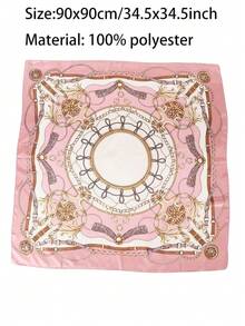 1pc Blush Pink Satin Square Scarf Women Lightweight Boho Headband Hair Accessory Spring Summer Beach Wrap Versatile Bandana Fashion Scarf - Baby Pink - View 5