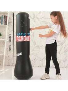 Kantung Tinju Tiup PVC Tebal dengan Desain Huruf, Tiang Tinju untuk Hiburan dan Kebugaran, Tiang Target Tinju Taekwondo Sanda, Dapat Diisi dengan Air atau Pasir, Warna dan Gaya Acak - MultiWarna - View 5