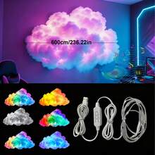 3D Thunder Cloud Night Light With Music Sync Mode - Smart RGB LED Strip DIY Kits, USB Powered Wall/Ceiling Mount, Suitable For Bedroom, Game Room And Party Decoration, Color Changing Ambient Lighting, Smooth Curve Design ﻿(Clouds Need To Be Shaped By Oneself, Or They Can Be Shaped According To One's Own Ideas) - Multicolor - View 13