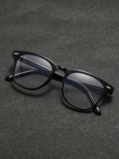 1pc Unisex Retro Y2K Style Plain Lens Glasses, Casual Wear