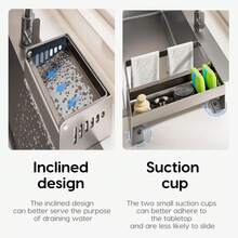 Rejilla plegable para secar platos en el fregadero, rejilla vertical para el fregadero con ventosas, barra toallera plegable - Rejilla escurreplatos y esponjas para el fregadero