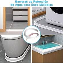 2M Presa de Agua Barrera de Ducha Umbral de Agua Plegable, Tira de Retencin Flexible Separacin en Y Hmedo, Protector de Salpicaduras Tapn de Agua Autoadhesiva Silicona para Bao Ducha Tina - inicial - Ver 8
