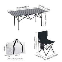 Foldable Picnic Table & Chairs Set With Durable X-Frame, Perfect For Christmas Outdoor Dining, Backyard Camping & Family Holiday Gatherings - Lightweight Portable Folding Furniture For Festive Occasions (1 Table + 6 Chairs) - Black - View 6