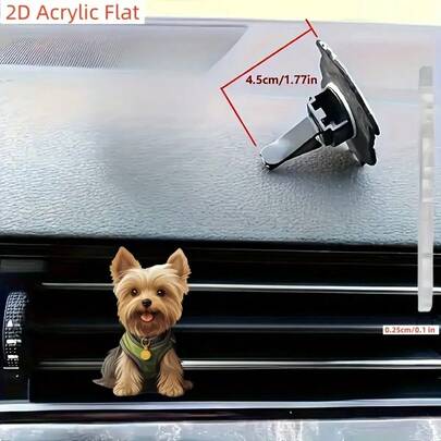 1pc 2D Flat Yorkshire Terrier 3D Car Air Freshener - Long-Lasting Scent, Batteryless, Realistic Dog Design, Suitable For Car Interior, Car Fragrance | Realistic Dog Design | Long-Lasting Scent, Dog Accessory