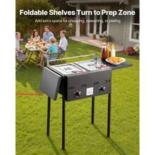 Outdoor Propane Deep Fryer, Dual-Tank 8QTx2 Commercial Fryer, Stainless Steel Cooker With Foldable Platform, Dual Basket, And Heat Adjustment, Floor Standing Fryers For Restaurant Home Snack Bar - 8QTx2 - View 4