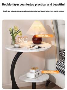 1 Portable Coffee Table With Storage Shelf, Two-Tier Table, Without USB Port, Small Table For Small Space, Rolling, Mobile Nightstand For Home Office - Multicolor - View 7