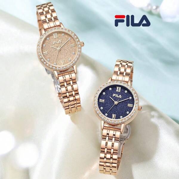 FILA FILA Premium Ladies' Quartz Watch – Shiny Crystal Frame, Pearl Face & Steel Bracelet | Luxurious Gift For Her