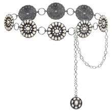 Turquoise Concho Belt Women Silver Western Belt 53 Inch Bohemian Waist Chain Belts Turquoise Leather Belt For Dresses Cowgirl Style - 多色667 - 查看 1