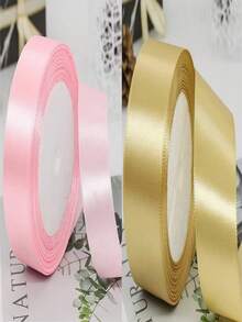 Size: 2.5cm/0.98in Width, 25 Yards/Roll Rich Gold Polyester Ribbon Satin Ribbon, Perfect For Making Bows And Decorating Festivals Such As Christmas And Weddings, Cake Ribbon,Christmas Valentine Day - Gold - View 7