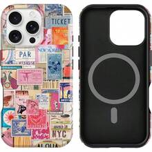 For IPhone 15/14/13 Case Cute Design Strong Magnetic Cute Slim [Compatible With MagSafe] Wireless Charging Phone Case 2 In 1 Shockproof Heavy Duty Protection Cover 6.1", Turtle Shell2025.1apple006 - Con dấu cổ điển màu hồng - Xem 13