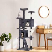 | 70" Cat Tree Tower | Ashy | Sturdy, Easy To Assemble, Multi-Level Activity Center With Sisal Scratching Posts, Condos, Perches, Hanging Cat S, Observation Decks & Ladder,23942391 - Mocha Brown - View 2