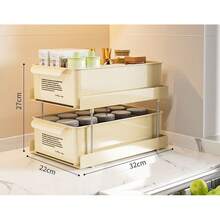 Estante de cocina de doble capa, estante de almacenamiento multifuncional para frascos de especias, estante de almacenamiento para botellas y tazas de especias, estante de almacenamiento de especias para cocina de escritorio, estante de especias para encimera del hogar, estante de especias antideslizante extraíble, artefacto de almacenamiento para el área de especias de cocina - Blanco - Ver 10