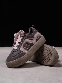 1 Pair Unisex Versatile Hook And Loop Casual Sneakers, Flat, Comfortable & Breathable, Ideal For Students, Campus Style Sports Shoes, Sporty Casual Trainers, Fashion Versatile Shoes - Baby Pink - View 5