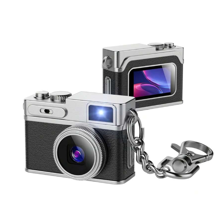 Mini cámara llavero de ocho colores - Mini cámara digital retro FHD 1080P - Pequeñas cámaras portátiles, microcámaras compactas vintage - Negro - Ver 1