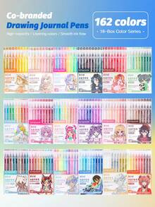 99-162 pièces Stylos-gel de grande capacité colorés de marque co-designés, 99-162 couleurs Stylos de marqueur colorés pour étudiants, Surligneurs, Stylos de peinture de graffiti empilables, 9 couleurs Ensemble de stylos colorés pour les étudiants, Fournitures de papeterie, Fournitures scolaires essentielles pour la rentrée - Multicolore - Voir 2