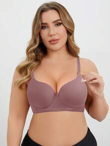 MIMILEMON Plus Size Pale Pink Women's Underwire Bra, Supportive & Comfortable - Dusty Pink - View 4