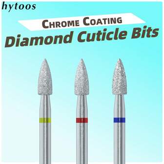 hytoos 1/3pcs Cone Chrome Diamond Nail Drill Bits Pro Cuticle Clean Bit For Nail Drill Dead Skin Cuticle Cleaner Nail Tool