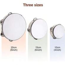 3 Pack Tambourine For Adults Hand Held Wood Single Row Tambourine Metal Jingles Musical Educational Instrument Rhythm Percussion For KTV, Party, Church (4 Inch+6 Inch+8 Inch) - 4 Inch+6 Inch+8 Inch - View 7