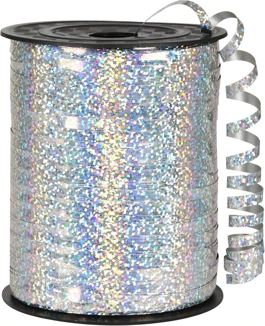 Silver Curling Ribbon, 500 Yard Shiny Metallic Silver - Curly, Thin 3/16" For Gift Wrapping, Balloons, Birthdays & Christmas,23939384 - 銀色 - 查看 1
