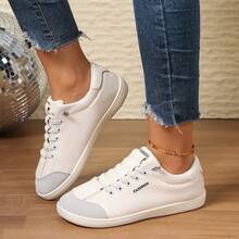 Vintage Canvas Sneakers With Roomy Toe Box,Slip On, - All-Season EVA Comfort For Home, Gym & Outdoor - trắng - Xem 6