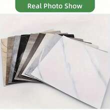 30pcs PVC Imitation Marble Thickened Floor Stickers, Wall Stickers, DIY Anti-Slip Self-Adhesive Floor Stickers, Peel-Off Thickened Floor Stickers, Moisture-Proof, Suitable For Kitchen, Bathroom, Furniture Decoration 3D Wall Panels, Wall Stickers - 白色-1 - 查看 7