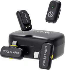 Hollyland Lark A1 Wireless Mini Microphone For IPhone & Android, 48kHz/24-Bit, 3-Level Intelligent Noise Cancel, Microphone For , Podcast, Vlogging (Black, 2TX + 2RX + Charging Case) - 黑色 - 查看 1