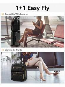 Underseat Carry On Luggage With Wheels, Stylish Lightweight Under Seat Luggage, Soft Sided Personal Item Suitcase For Short Trip (Black, 16 Inch) - Black - View 4