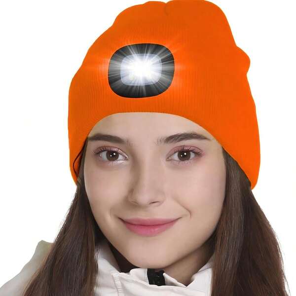 1pc Brimless Poo Hat With Light, Unisex USB Rechargeable 4 Led Flashlight Hat, Cool Gift For Men, Women And Teenagers, Creative And Practical Gift, Winter Warm Hat For Outdoor Skiing Hunting Camping Hiking Running Fishing