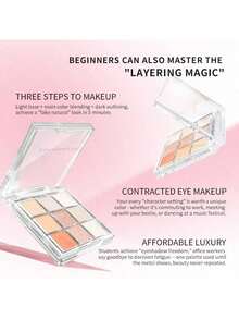 COLORROSE CR1010 Eyeshadow Palette Matte Shimmer Glitter Shine Silky Fine Texture Eye Makeup 9-Color Rich Vibrant Color High Pigment Versatile Perfect For Daily Use Party Female Women Girl Gift - Multicolor - View 10