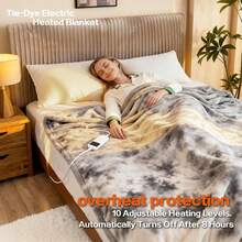 Electric Heated Blanket Faux Fur Heating Blanket 10 Heating Settings, 1-8h Timer & Overheat Protection, Machine Washable, Soft Flannel And Sherpa Full Body Warmth - 藏蓝色 - 查看 5