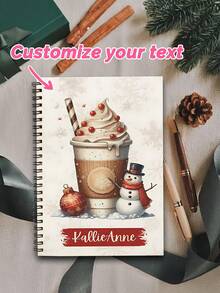 OBOVAY 1pc Customized Personalized Christmas Notebook, Can Customize Photos And Text, Personalized Photo Notebook, Brown And Gold Christmas Photo Scrapbook, Suitable For Daily Use, Party Decoration, Ideal Gift For Friends And Family, Makezbright Personalized Gift, Customizable Photo Decor, Customized Christmas Decor - Multicolor - View 8
