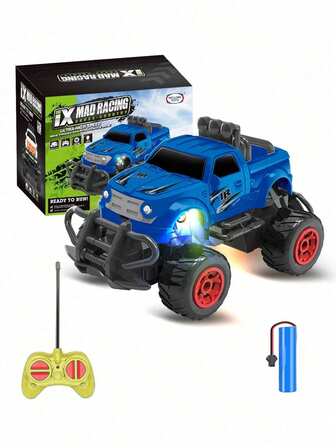 1:43 Scale RC Car, Suitable For Beginners And Kids, Remote Control All Terrain Monster Truck With LED Lights, Rechargeable Toy Race Car, Great Gift For Boys/Girls Aged 3-12, Christmas & Birthday - Blue