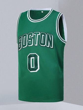 男子篮球服，#0 绿色刺绣运动背心