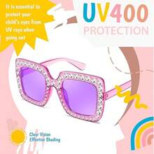 Rhinestone Sunglasses,Sparkly Sun Glasses,Fashion Sunglasses For Women,Oversized Square Frame Bling Sun Glasses - 紫色 - 查看 3