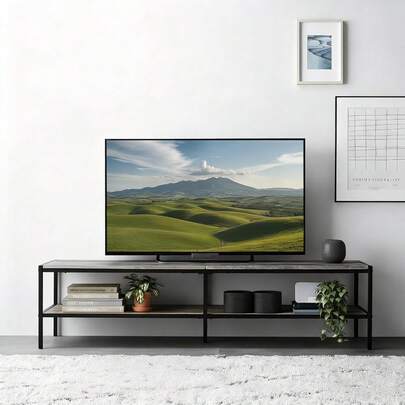 テレビ台 2階建て キャビネットテレビラック 北欧風 ディスプレイ収納 幅120×奥行40×高さ38cm 省スペース 360°キャスター付きで簡単移動 テレビボード 容易なインストール リビングルームテーブ 40～50インチのテレビを使用