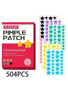 星形祛痘贴，水胶体材质，504片装，水胶体祛痘贴，可爱星形祛痘贴，价格实惠，适合作为圣诞礼物、化妆品、化妆工具、平价好物、礼品、女士礼品、圣诞礼物 - 彩色 - 查看 10